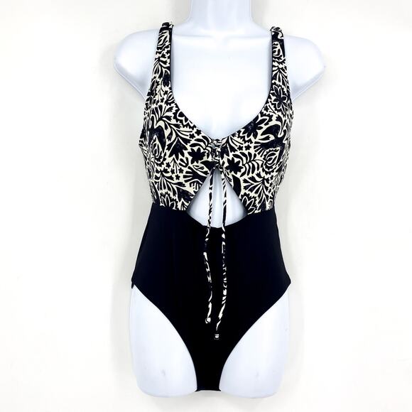 PRANA Women's Ruby Beach One-Piece Swimsuit Small Black Flora Fauna NWT - Picture 5 of 14